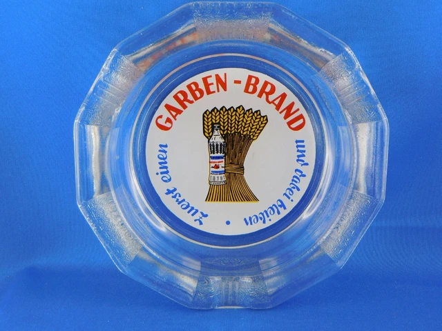 GARBEN BRAND Aschenbecher aus Glas Ditterke Korn Brennerei  Reklame Werbung RARE