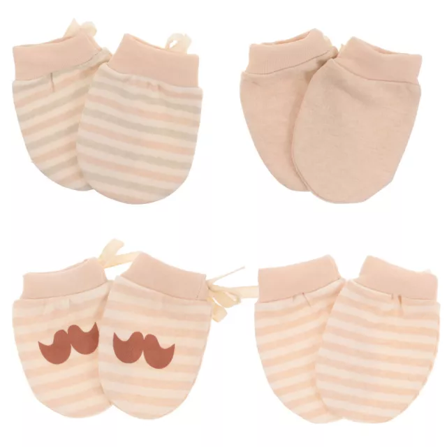 4 Pairs No-scratch Mittens for Infant Newborn Mitts Toddler Anti Face