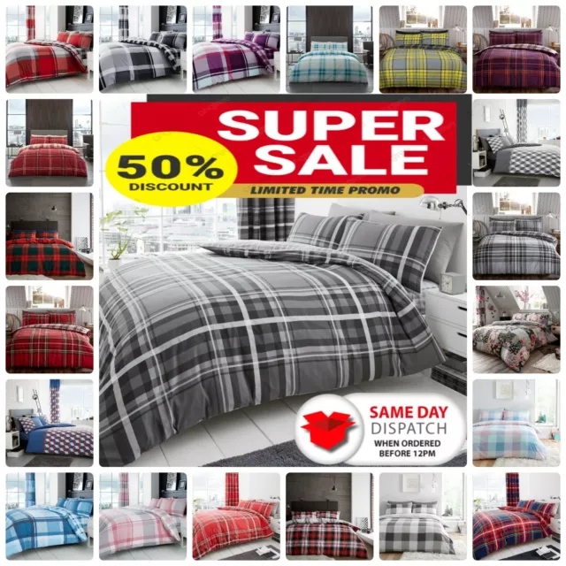 Reversible Duvet Quilt Cover Bedding Set Single Double King Size With Pillowcase