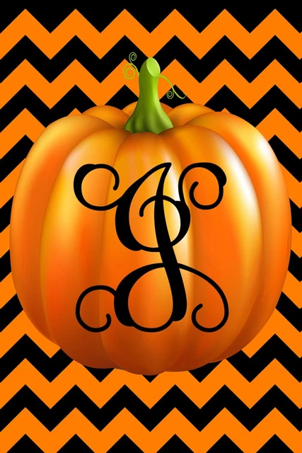 Pumpkin Chevron Monogram J Double Sided 12 X 18 Inch Garden Flag