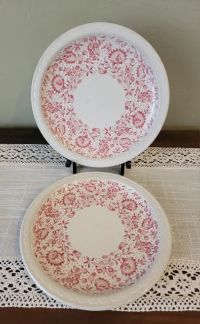 Syracuse China Restaurant Ware Red Roxbury Floral 9.5" Dinner Plate Lot Of 2
