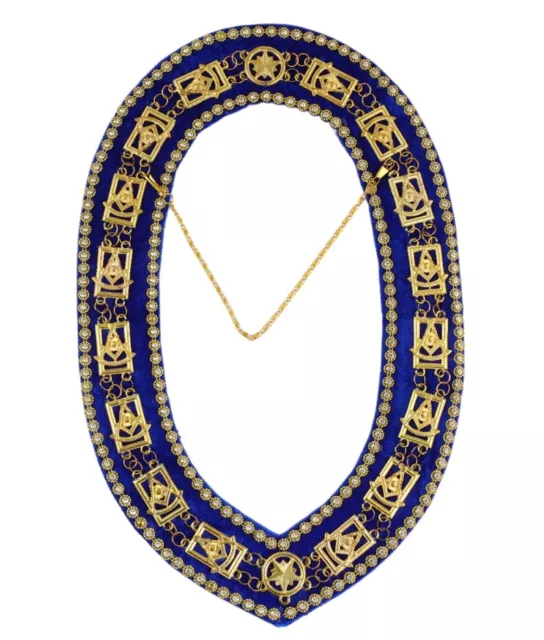 Masonic Regalia RHINESTONE GRAND LODGE Mason Metal Collar PURPLE Backing