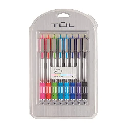 Retractable Gel Pens Bullet Point 0.5 mm Gray Barrel Assorted Bright Ink Colo...