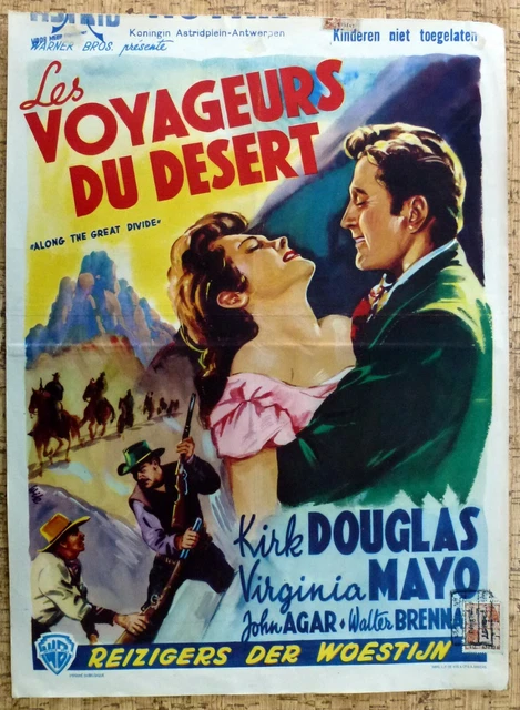 belgian poster western ALONG THE GREAT DIVIDE, KIRK DOUGLAS, VIRGINIA MAYO