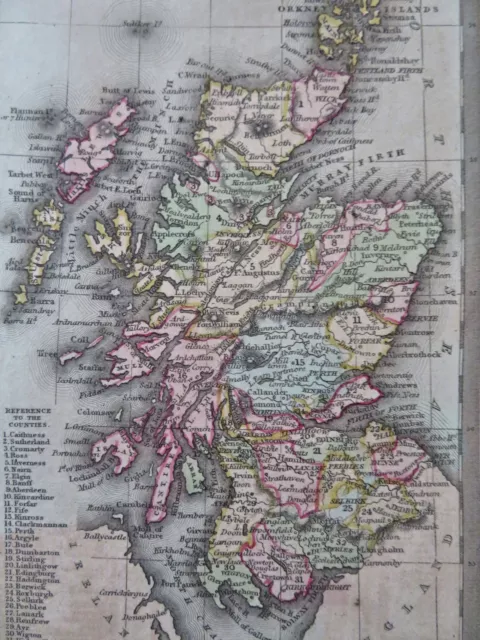 Scotland United Kingdom Edinburgh Glasgow Orkneys Hebrides 1830 miniature map