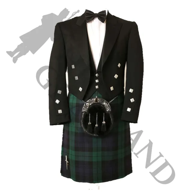 Scottish Men Prince Charlie Kilt Jacket Outfit Traditional Kilt Set