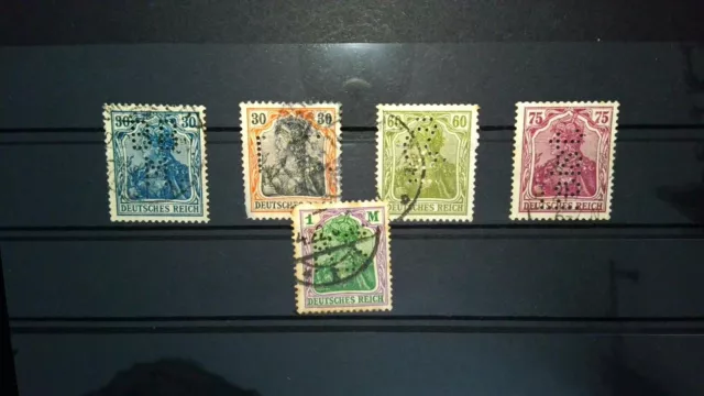 ʘ Deutsches Reich Germania Perfin LOt (Briefmarken, B53)