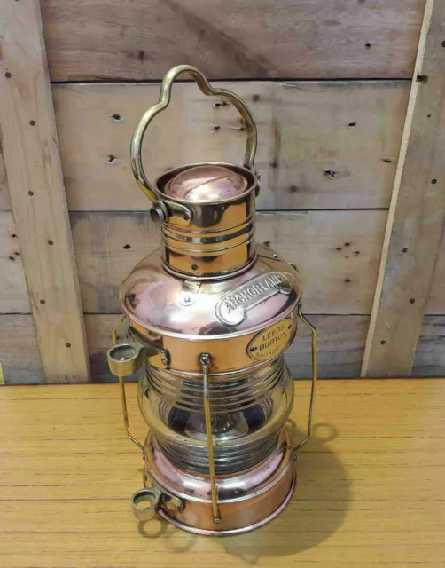 Antik Messing Anker Öl Lampe Maritime Schiff Laterne Handmade Kupfer Design Gift