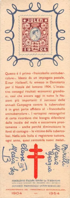 01914 "Federazione Italiana Contro La Tubercolosi 1904 / 1954" Segnalibro Orig.
