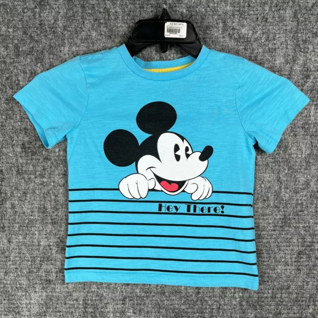 Mickey Mouse Shirt Youth Small 5/6 Blue Kids Disney Tee Double Sided