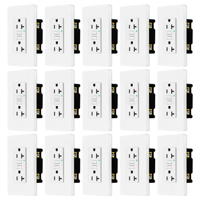 20 Amp GFCI Receptacle Outlet Ground Fault Circuit Interrupter ETL Indoor 15Pack