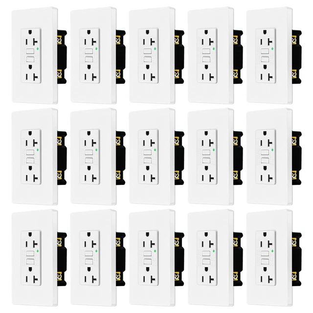 20 Amp GFCI Receptacle Outlet Ground Fault Circuit Interrupter ETL Indoor 15Pack