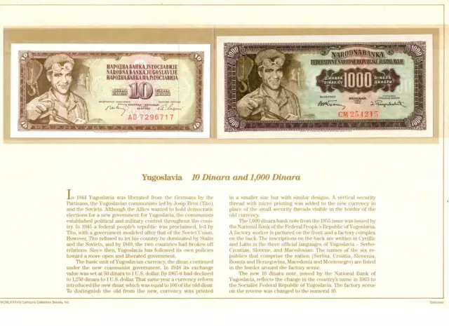 Most Treasured Banknotes Yugoslavia 1000 Dinara 1955 P-71b AUNC  10 Di 1968 P-82