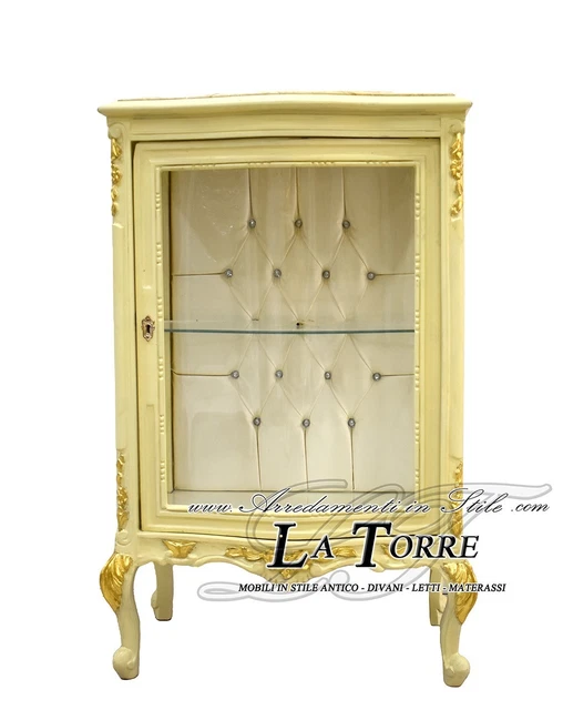 Vitrine Baroque Antique En Bois Et Verre - Or - 4 étagères - Meuble De Collection