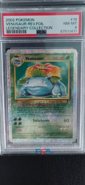 PSA 8 Venusaur Reverse Foil 2002 Pokémon Legendary Collection #18 NM-MT FreeShip