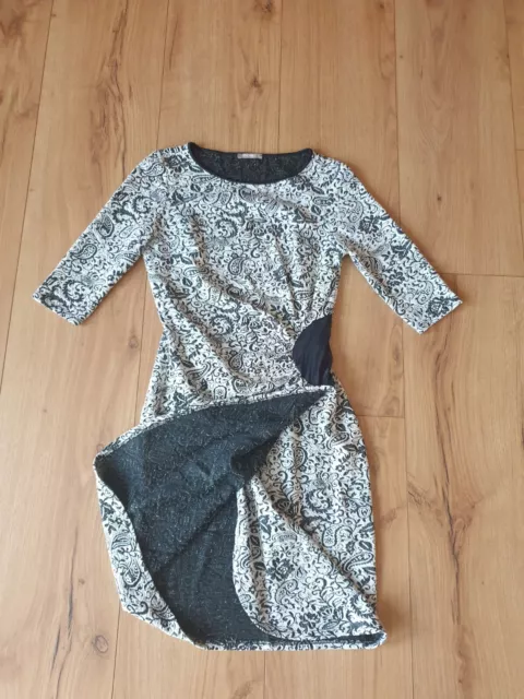 Kleid Etuikleid - beige und schwarz - Gr. 36 orsay - 3/4 Arm - barockes Muster 3