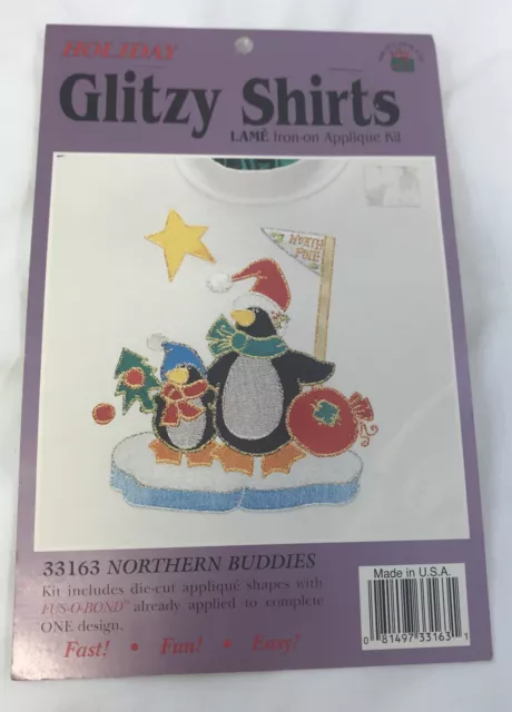 Holiday Glitzy Shirts Lamé IronOn Applique Kit Northern Buddies #33163 Penguins