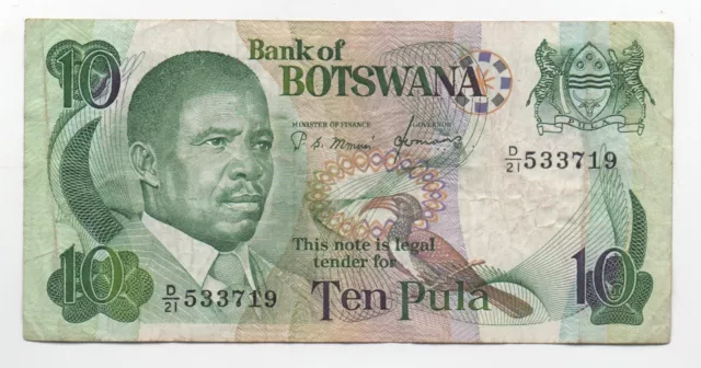 Botswana 10 Pula 1982 Pick 9 C Rare Sign Look Scans