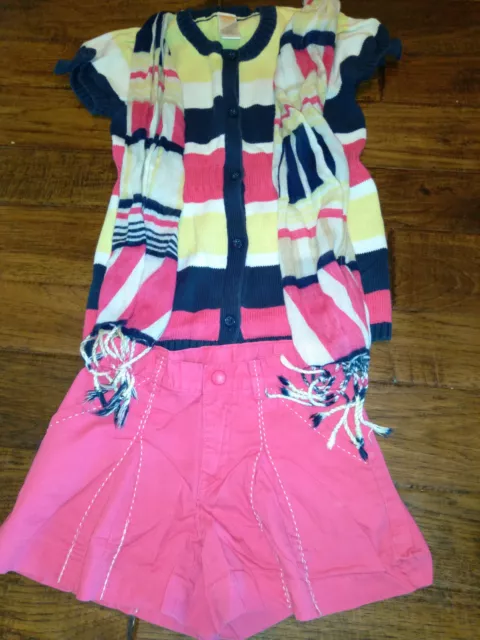 EUC! Girls Gymboree Cape Cod Cutie Striped Sweater Shorts Scarf Set Size 5 6
