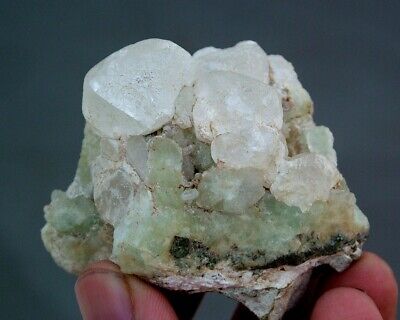 PREHNITE & CALCITE on matrix. mineral specimen from afghanistan 153g/60x40x45mm