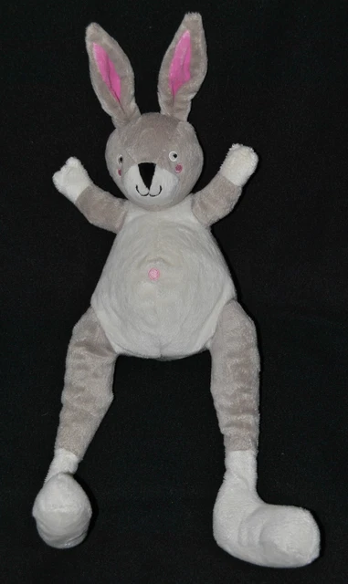 Peluche Doudou Lapin IKEA Lièvre Blanc Gris Rose Yeux Brodés 39 / 48 Cm TTBE
