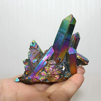 50g Natural Rainbow Aura Titanium Quartz Crystal Cluster VUG Specimen Gemstone