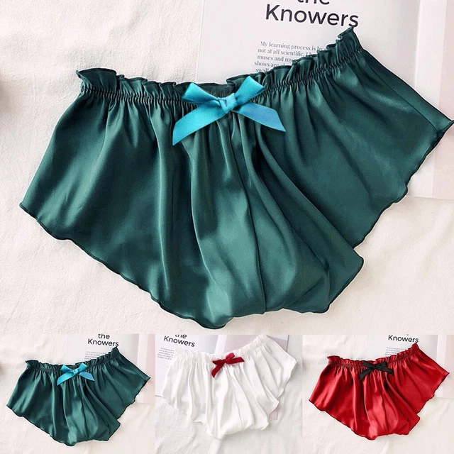 Silk Satin Sexy Flowers Floral Lace Pajamas  Underwear Women Shorts S-XXXL