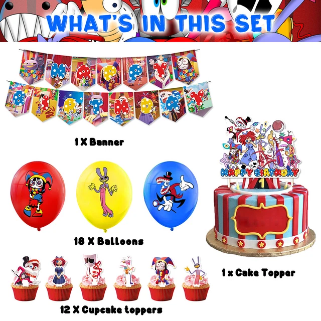FOR THE AMAZING Digital Circus Theme Party Decor w/ Banner Cake Toppers