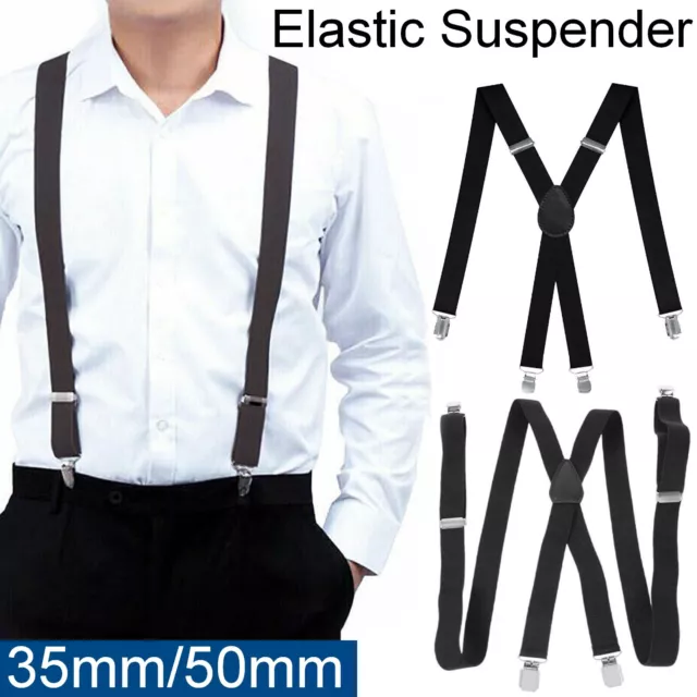 Extra Wide Unisex Suspenders 35mm / 50mm Adjustable Clip On Strong Mens Braces