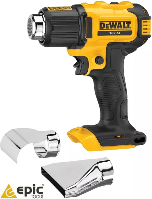 Dewalt DCE530N 18v XR Cordless Hot Air Heat Gun & 2x Nozzles, Bare Unit, rap