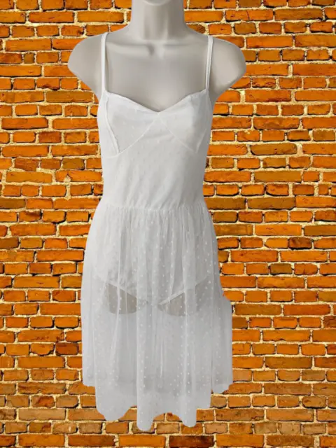 Bnwt Womens Femme Luxe Size Uk 10 Ivory Cami Bodysuit Lace Overlay Knee Dress