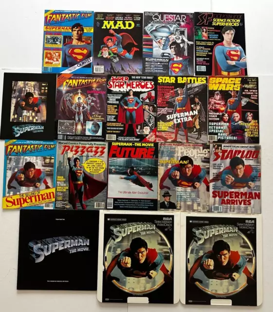 SUPERMAN The Movie 1978 Magazine Soundtrack Record 16pc Lot Christopher Reeve DC