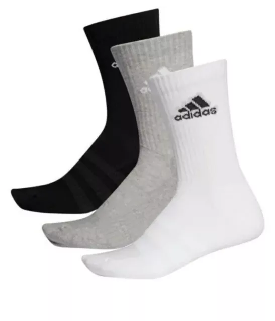 adidas Unisex Cushioned - 3 Pack Crew Training Socks Size Large