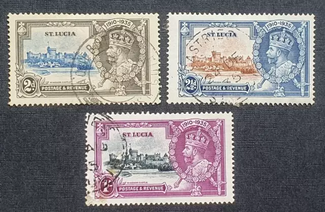 St Lucia ^ 1935 Silver Jubilee SG110, 111 & 112 Used