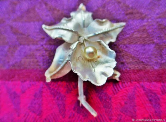 Broche ancien Petite orhidee Argent Art Nouveau Antique brooch Petite orhidee