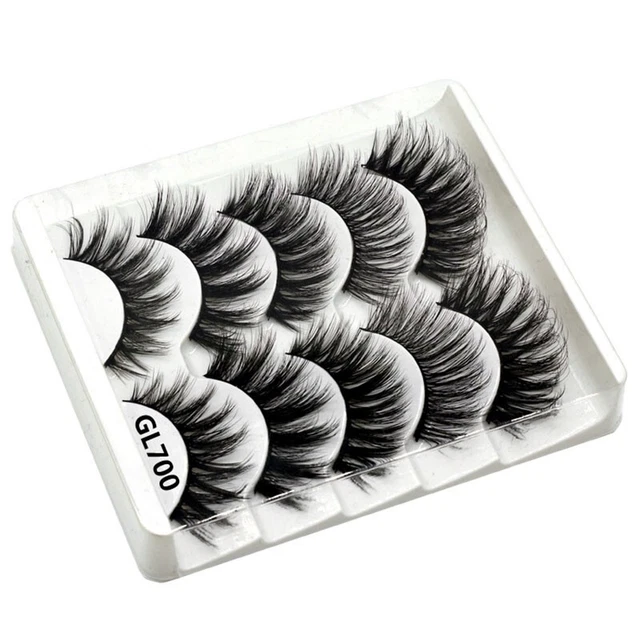 5 pares de pestañas 3D extensión en capas herramienta de maquillaje natural larga para mujer