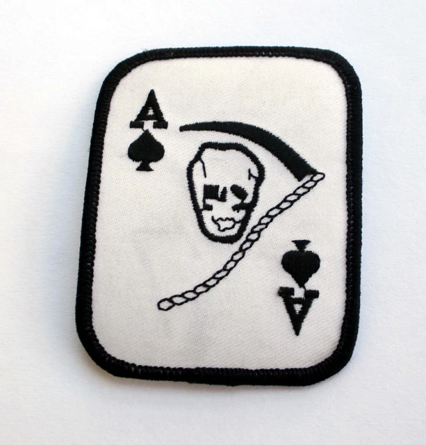 ACE OF SPADES Hat Patch Death Card Grim Reaper Skull Wow Pin Up!!!! 16