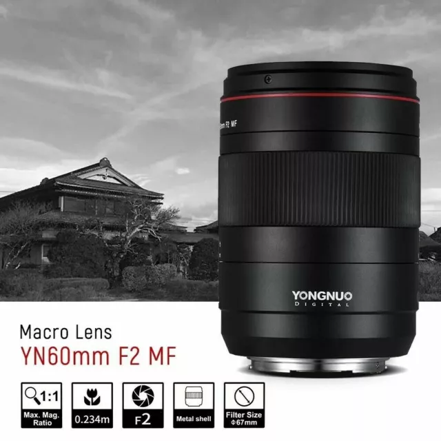 YONGNUO YN60mm F2 MF Macro Lens 0.234m Manual Focus Macro Lens for Canon EOS 70D