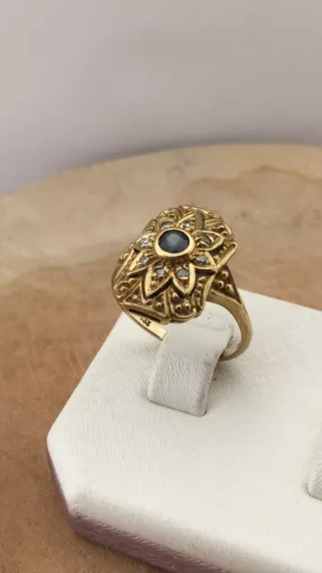 Vintage 333er echter Gold Ring mit echtem DIAMANT und SMARAGD , Größe 54(17,2)