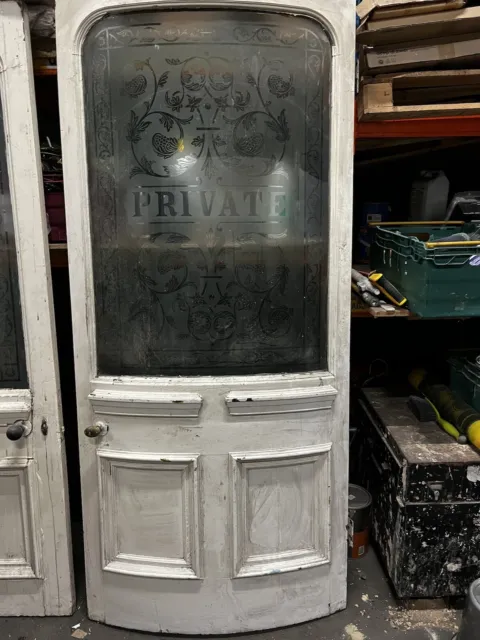 Edwardian Victorian Curved door Bowed door Arched door  Acid etched glass