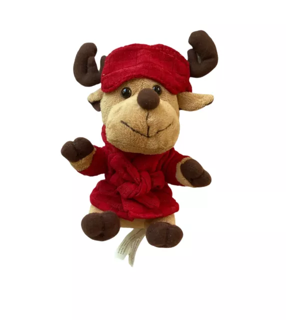 Reindeer Moose Christmas Holiday Plush 8” Red Outfit