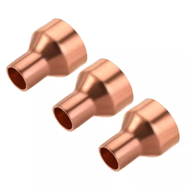 Copper Reducing Coupling Fitting with Sweat End, 1/2 x 1 Inch ID, Pack of 3