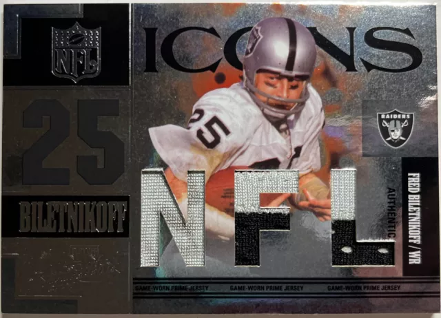 2007 Playoff Absolute Fred Biletnikoff Icons Triple Patch Jersey 4/20 2007 Playoff Absolute Fred Biletnikoff Icons Triple Patch Jersey 4/20