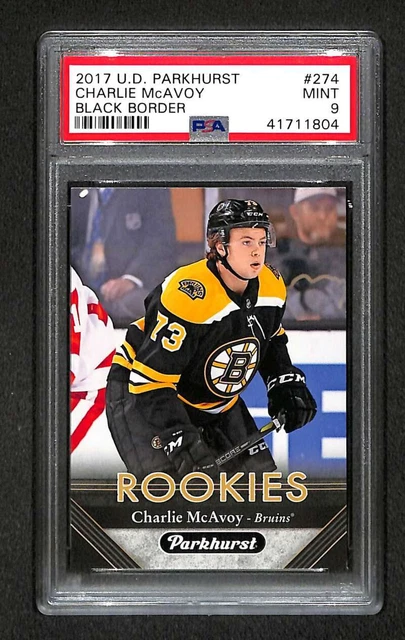 2017-18 UD Parkhurst Charlie McAvoy Rookie Black Border #274 PSA 9 Mint Z9667