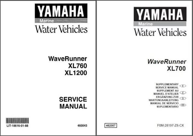 Yamaha WaveRunner XL700 XL760 XL1200 Service Repair Manual CD -- XL 700 760 1200