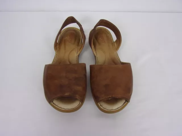 Born   Open Toe Slingback Sandal  SIZE:7.M   BROWN