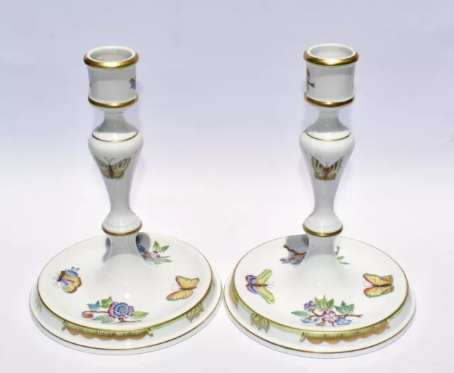 Beautiful, Rare, Herend QUEEN VICTORIA Pair of Candle Sticks (18.3cm) 7916/VBA