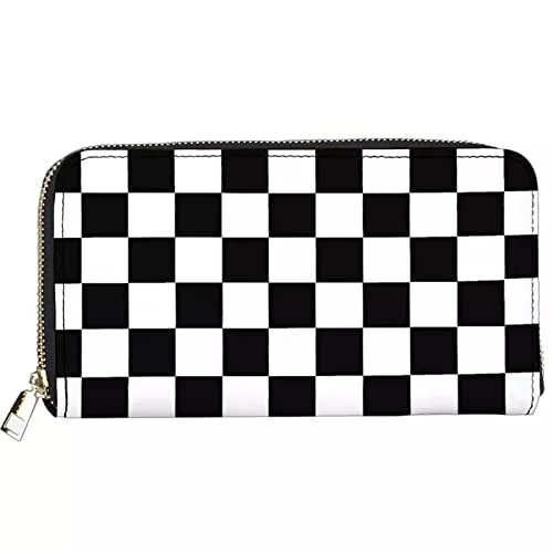 Wallet Leather for Women Black and White Purse Phone Credit One Size Checkered