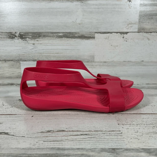 Crocs Serena Women's T Strap Slip-On Comfort Sandals Pink Size 8