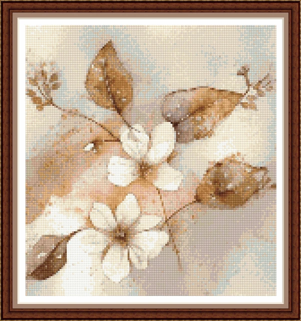 "HOJAS DE OTOÑO PASTEL"" PATRÓN DE PUNTO DE ROSA CRUZ CELTA - 10""x11""-DMC Key-Otoño"